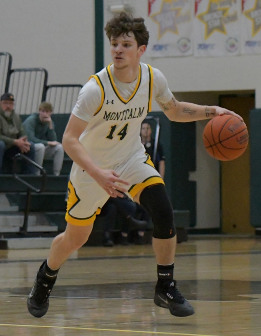 Montcalm Centurions freshman Trevor Zamarron scored a season-high 20 points in the 78-76 overtime loss to Oakton Community College, Dec. 13. &mdash; Montcalm Community College | Laurie Shaffer